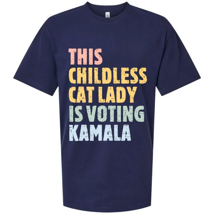 Vintage Retro This Childless Cat Lady Is Voting Kamala Harris 2024 Sueded Cloud Jersey T-Shirt