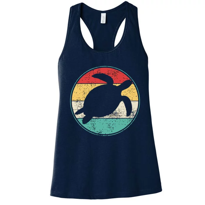 Vintage Retro Turtle Tortoise Water Turtle Marine Biologist Women's Racerback Tank