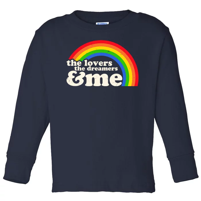 Vintage Retro The Lover The Dreamer And Me Rainbow Toddler Long Sleeve Shirt