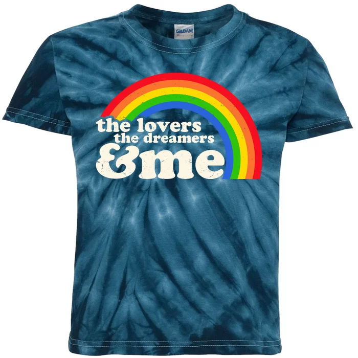 Vintage Retro The Lover The Dreamer And Me Rainbow Kids Tie-Dye T-Shirt