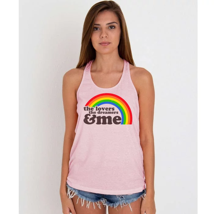 Vintage Retro The Lover The Dreamer And Me Rainbow Women's Knotted Racerback Tank