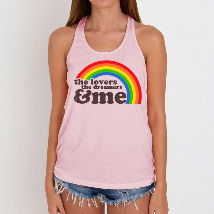 Vintage Retro The Lover The Dreamer And Me Rainbow Women's Knotted Racerback Tank