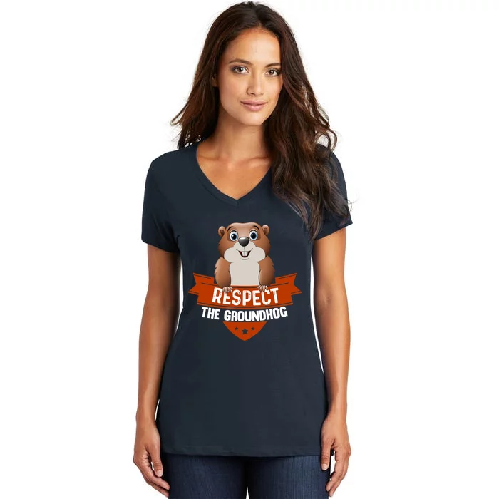 Vintage Respect The Groundhog Day Women's V-Neck T-Shirt