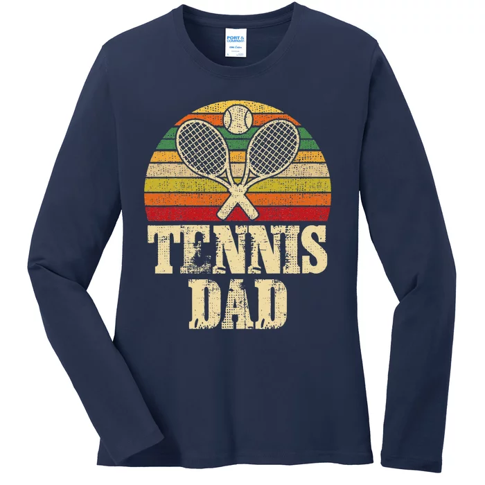 Vintage Retro Tennis Dad Fathers Day Present Ladies Long Sleeve Shirt