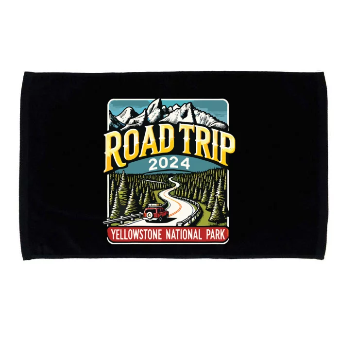 Vintage Road Trip 2024 Yellowstone National Park 2024 Microfiber Hand Towel