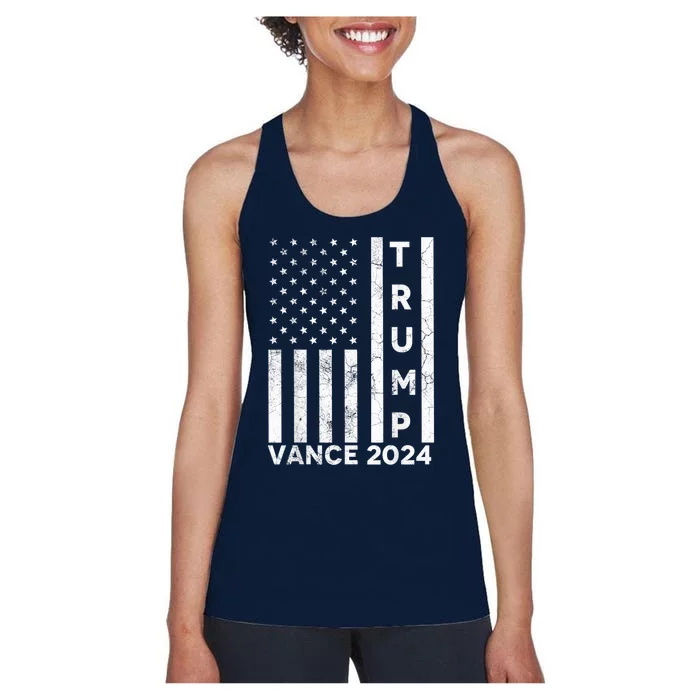 Vote Red Trump Vance 2024 Grunged Usa Flag Women's Racerback Tank