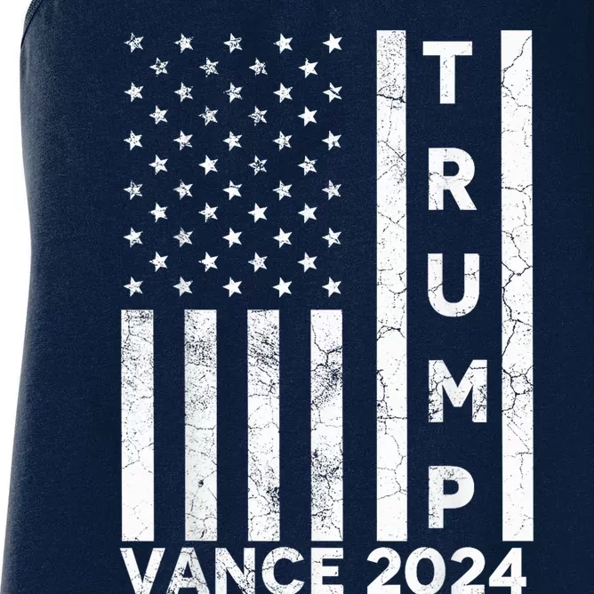 Vote Red Trump Vance 2024 Grunged Usa Flag Women's Racerback Tank