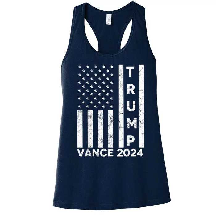 Vote Red Trump Vance 2024 Grunged Usa Flag Women's Racerback Tank