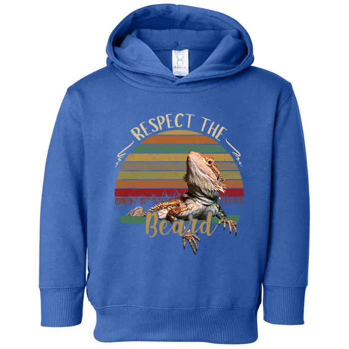 Vintage Respect The Beard Funny Bearded Dragon Lizard Gift Toddler Hoodie