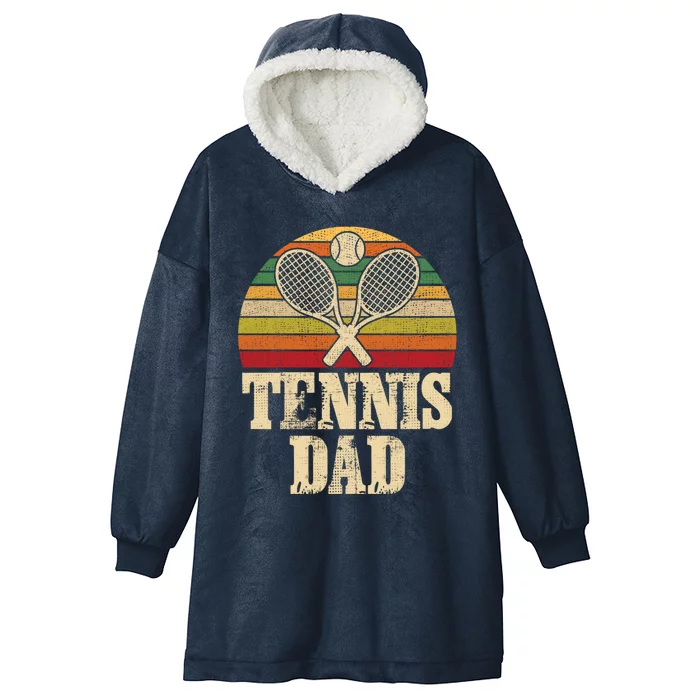 Vintage Retro Tennis Dad Fathers Day Present Gift Hooded Wearable Blanket