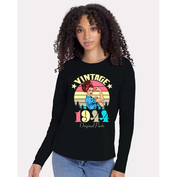 Vintage Rosie The Riveter 1944 Original Parts 80th Birthday Womens Cotton Relaxed Long Sleeve T-Shirt