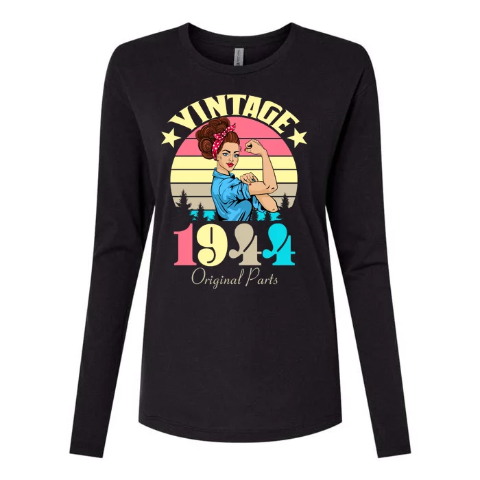 Vintage Rosie The Riveter 1944 Original Parts 80th Birthday Womens Cotton Relaxed Long Sleeve T-Shirt