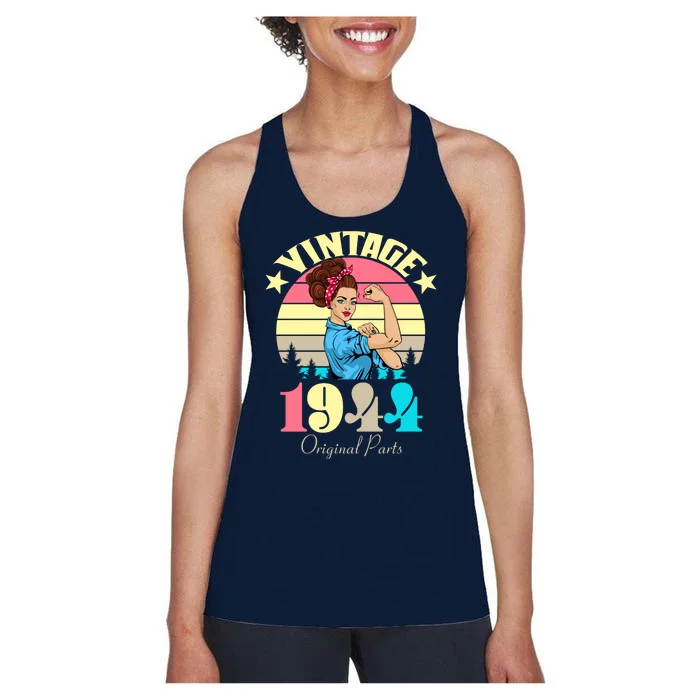 Vintage Rosie The Riveter 1944 Original Parts 80th Birthday Women's Racerback Tank