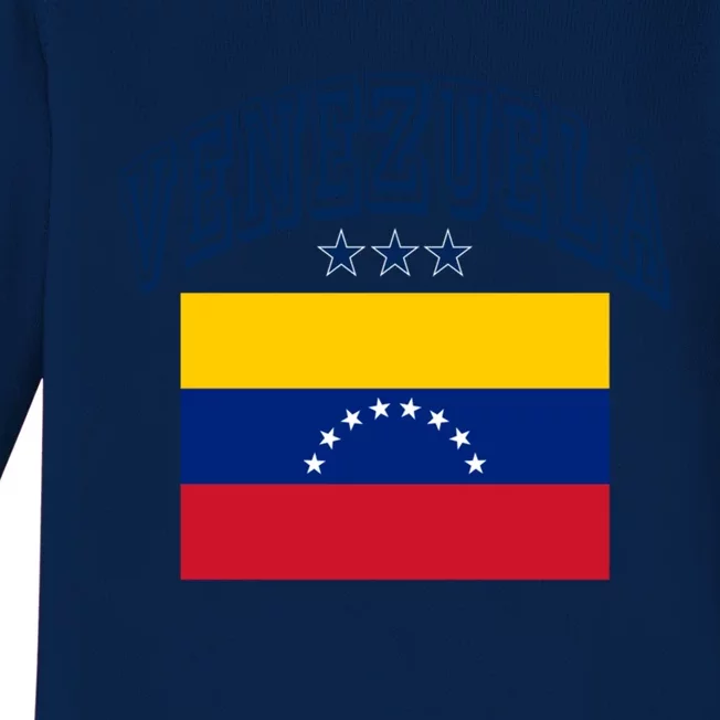 Venezuela Retro Throwback Flag Athletic Funny Gift Baby Long Sleeve Bodysuit