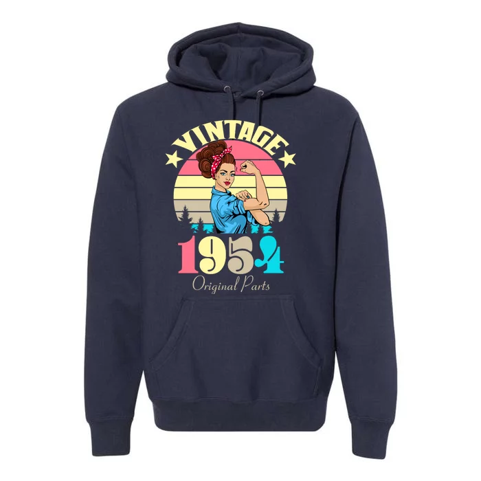 Vintage Rosie The Riveter 1954 Original Parts 70th Birthday Premium Hoodie