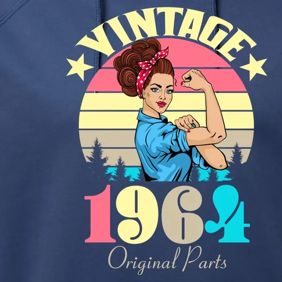 Vintage Rosie The Riveter 1964 Original Parts 60th Birthday Performance Fleece Hoodie