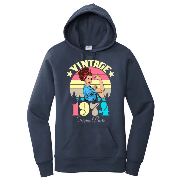 Vintage Rosie The Riveter 1974 Original Parts 50th Birthday Women's Pullover Hoodie