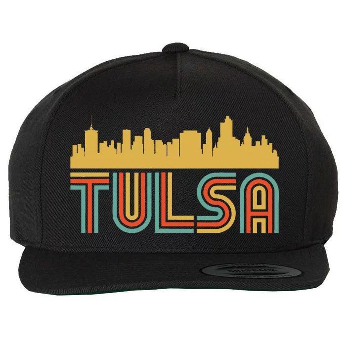 Vintage Retro Tulsa Oklahoma Skyline Wool Snapback Cap