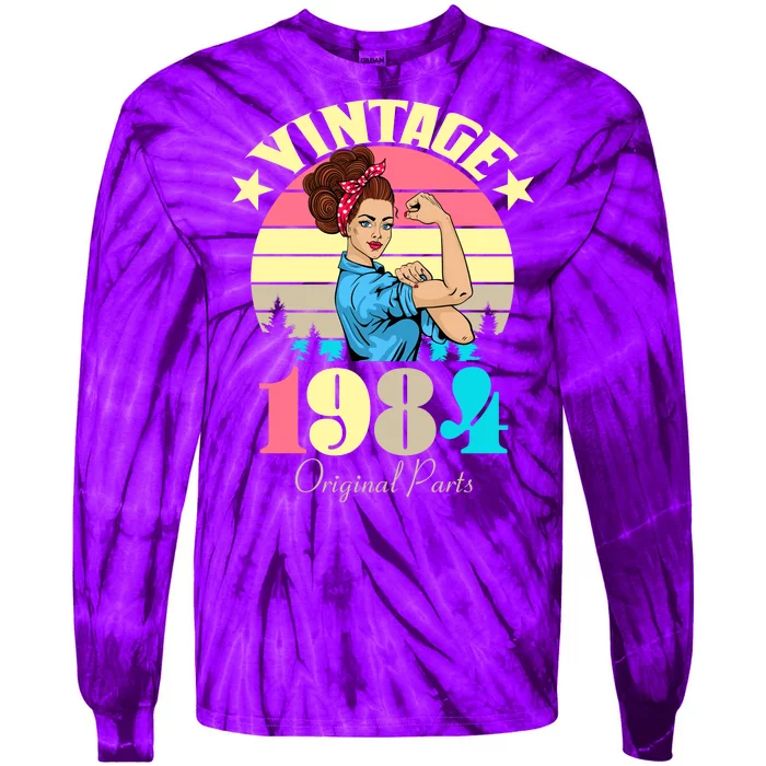 Vintage Rosie The Riveter 1984 Original Parts 40th Birthday Tie-Dye Long Sleeve Shirt