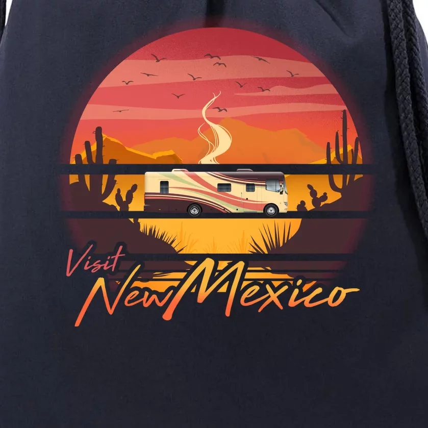 Vintage Retro Travel Visit New Mexico Drawstring Bag