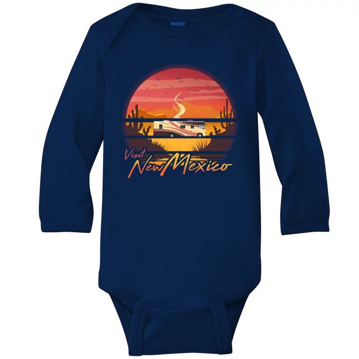 Vintage Retro Travel Visit New Mexico Baby Long Sleeve Bodysuit