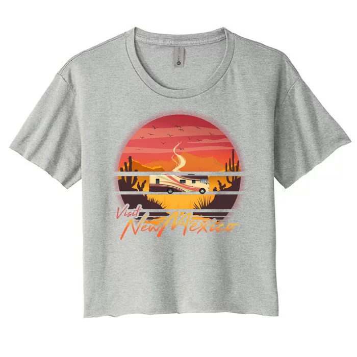 Vintage Retro Travel Visit New Mexico Women's Crop Top Tee