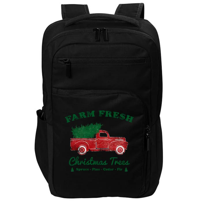 Vintage Red Truck Farm Fresh Christmas Tree Gift Funny Gift Impact Tech Backpack