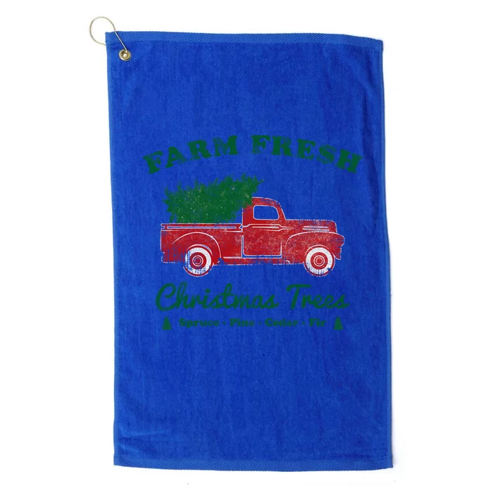 Vintage Red Truck Farm Fresh Christmas Tree Gift Funny Gift Platinum Collection Golf Towel