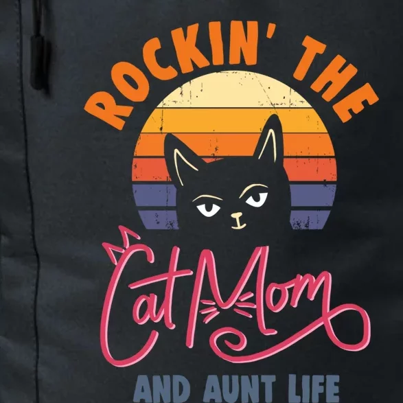 Vintage Rockin The Cat Mom And Aunt Life Mothers Day Gift Daily Commute Backpack