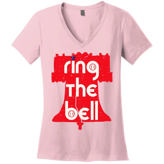 Vintage Ring The Bell Philadelphia Philly Jawn Christmas Women's V-Neck T-Shirt