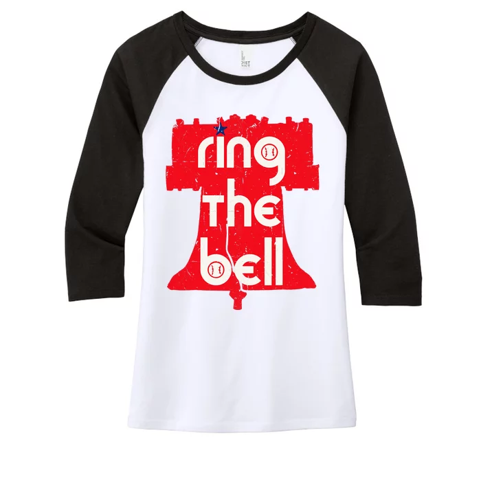 Vintage Ring The Bell Philadelphia Philly Jawn Christmas Women's Tri-Blend 3/4-Sleeve Raglan Shirt