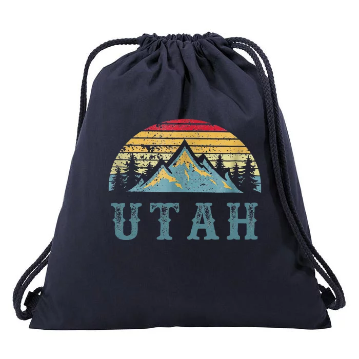 Vintage Retro Ut Utah U.S. Mountain State Drawstring Bag