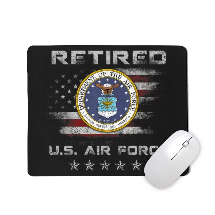 Vintage Retired US Air Force Veteran Patriotic Gift Shirt Mousepad