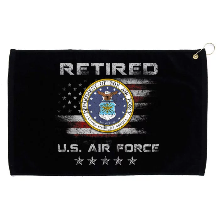 Vintage Retired US Air Force Veteran Patriotic Gift Shirt Grommeted Golf Towel