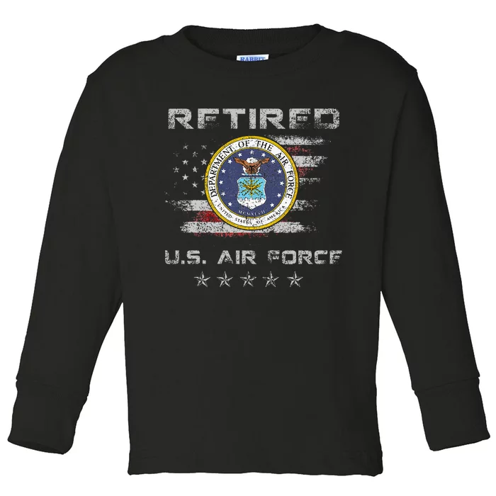 Vintage Retired Us Veteran Patriotic Gift Toddler Long Sleeve Shirt