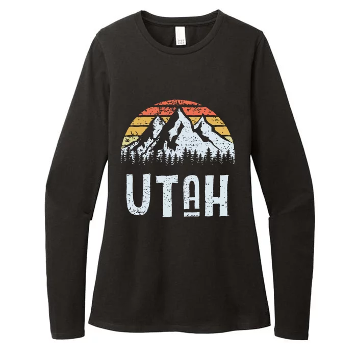 Vintage Retro Ut Utah Mountain State Sunrise Womens CVC Long Sleeve Shirt