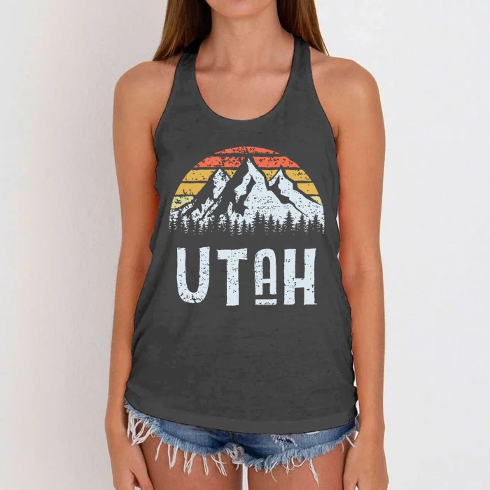 Vintage Retro Ut Utah Mountain State Sunrise Women's Knotted Racerback Tank