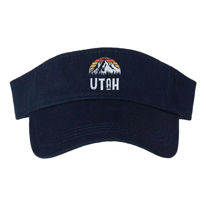 Vintage Retro Ut Utah Mountain State Sunrise Valucap Bio-Washed Visor