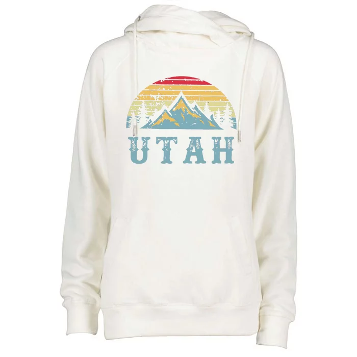 Vintage Retro Ut Utah Us Mountain State Womens Funnel Neck Pullover Hood