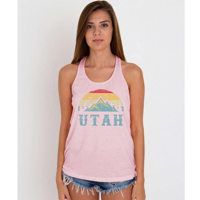 Vintage Retro Ut Utah Us Mountain State Women's Knotted Racerback Tank