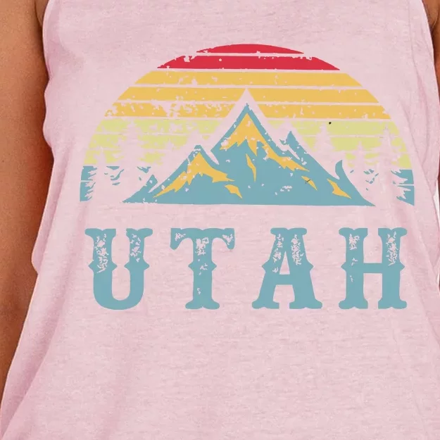 Vintage Retro Ut Utah Us Mountain State Women's Knotted Racerback Tank