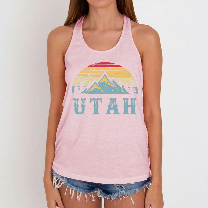 Vintage Retro Ut Utah Us Mountain State Women's Knotted Racerback Tank