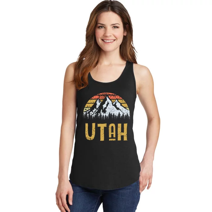 Vintage Retro Ut Utah Us Mountain State Ladies Essential Tank