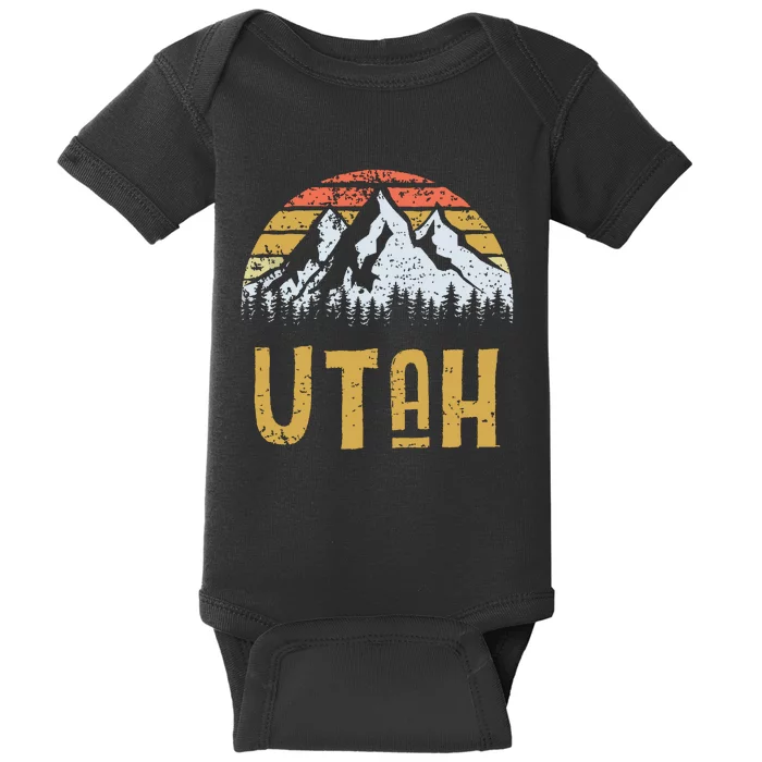 Vintage Retro Ut Utah Us Mountain State Baby Bodysuit