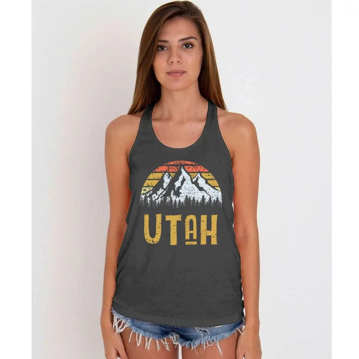 Vintage Retro Ut Utah Us Mountain State Women's Knotted Racerback Tank