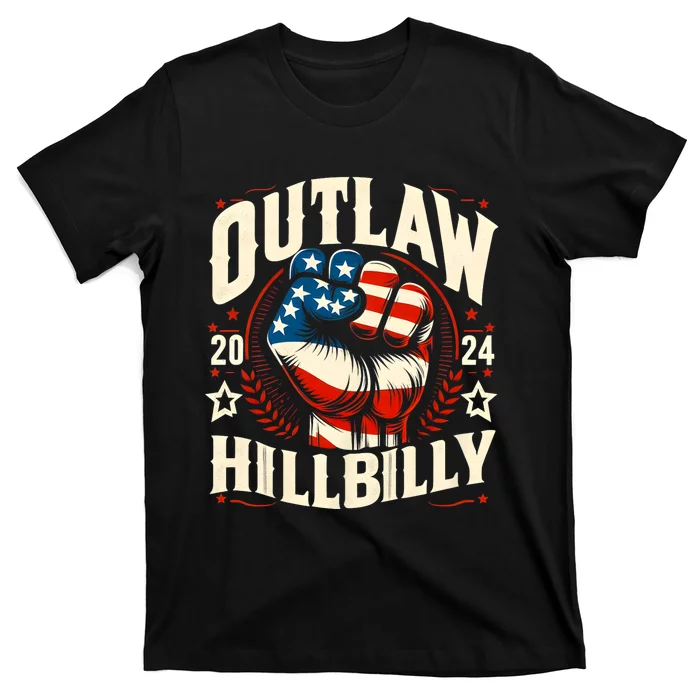 Vintage Retro Us Flag Outlaw Hillbilly 2024 Trump Vance 2024 T-Shirt