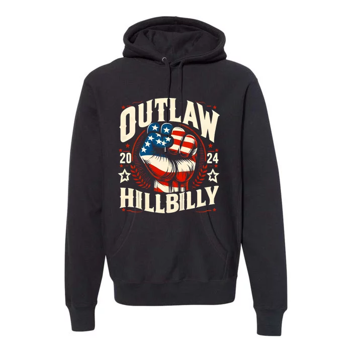 Vintage Retro Us Flag Outlaw Hillbilly 2024 Trump Vance 2024 Premium Hoodie