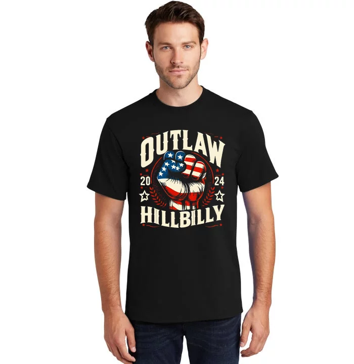 Vintage Retro Us Flag Outlaw Hillbilly 2024 Trump Vance 2024 Tall T-Shirt