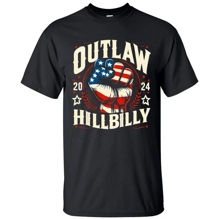 Vintage Retro Us Flag Outlaw Hillbilly 2024 Trump Vance 2024 Tall T-Shirt