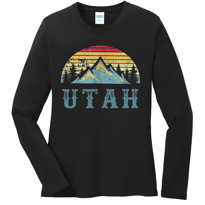 Vintage Retro UT Utah U.S. Mountain State tee Ladies Long Sleeve Shirt